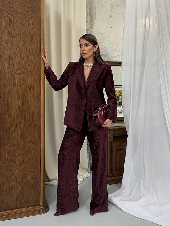 LILIYA Ceket Pantolon Takım - Bordo - 1