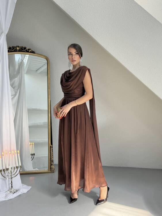 Lincon Maxi Elbise - Acı Kahve - 2