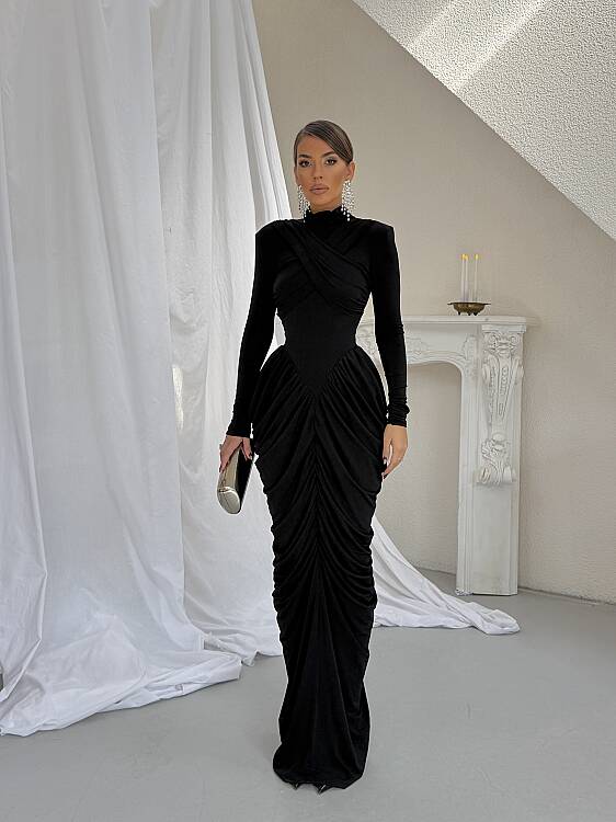 LIORA Maxi Elbise - Siyah - 1