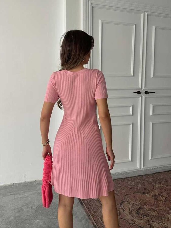 Lisa Triko Elbise - Pudra Pembe - 2