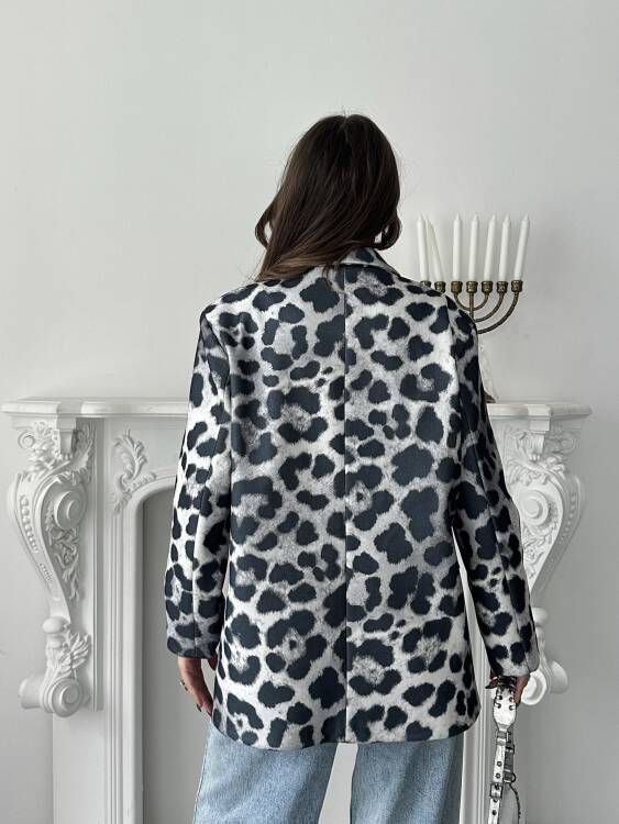 Luna Leopar Ceket - Gri - 2