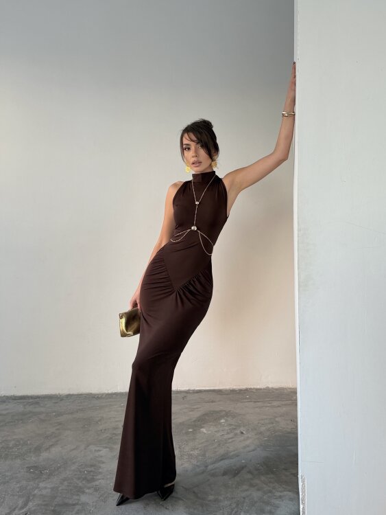 Luy Maxi Elbise - Acı Kahve - 3