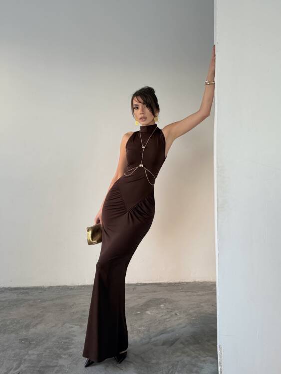 Luy Maxi Elbise - Acı Kahve - 3