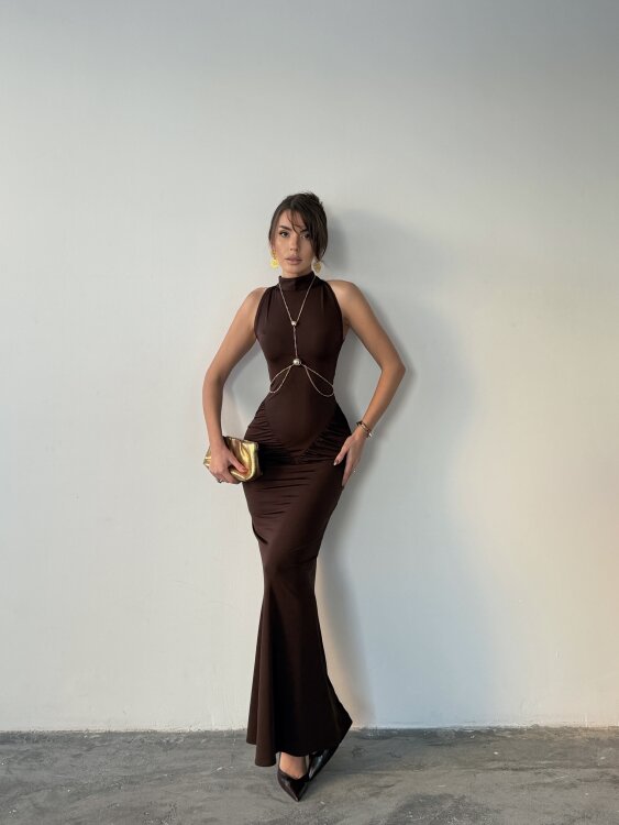 Luy Maxi Elbise - Acı Kahve - 4