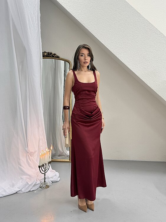 Maeve Maxi Elbise - Bordo - 1