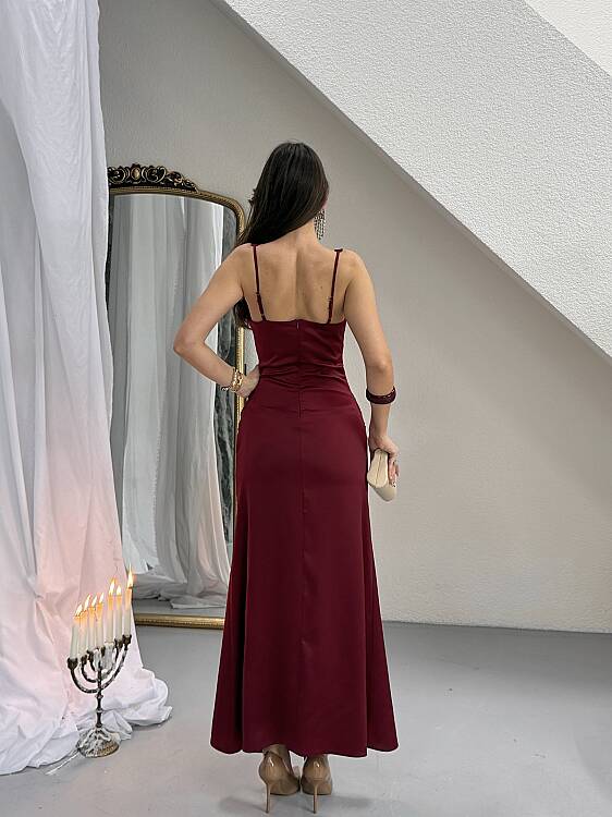 Maeve Maxi Elbise - Bordo - 4