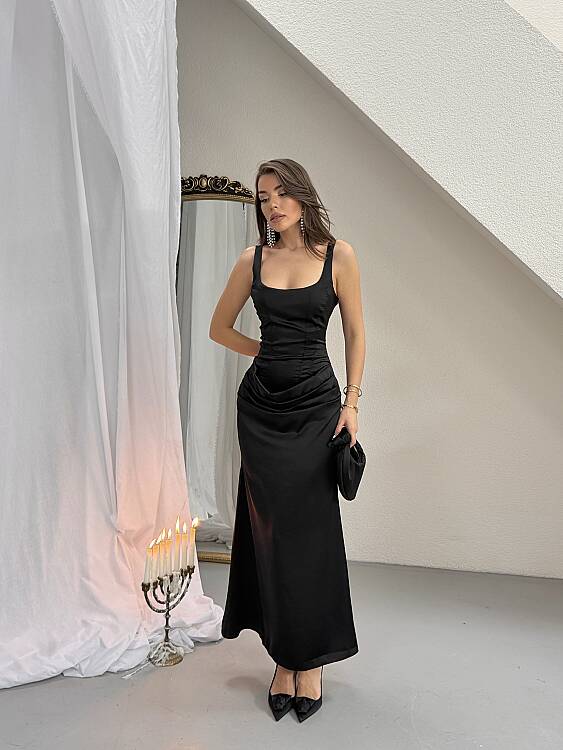 Maeve Maxi Elbise - Siyah - 3