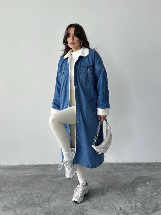 Magdalena İçi Peluş Kaban - Denim - 2