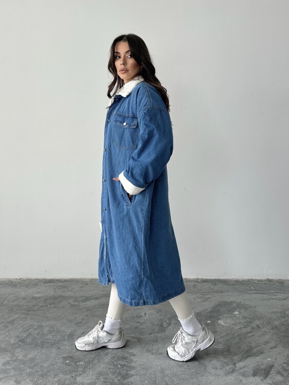 Magdalena İçi Peluş Kaban - Denim - 3