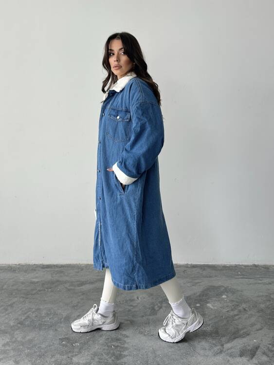 Magdalena İçi Peluş Kaban - Denim - 3