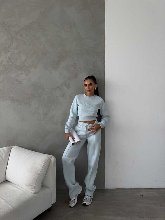 Margot Şardonlu Takım- Buz Mavi - 1