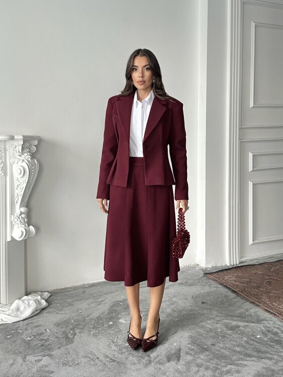 Margrit Ceket Etek Takım - Bordo - 3