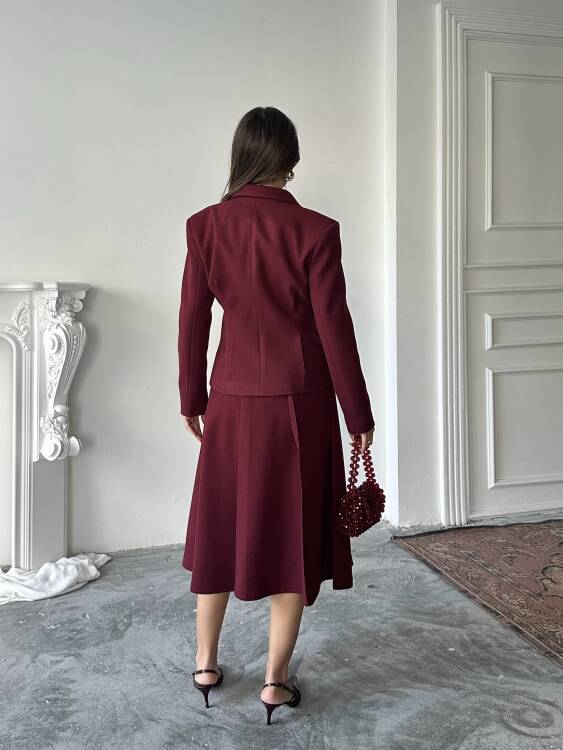 Margrit Ceket Etek Takım - Bordo - 5
