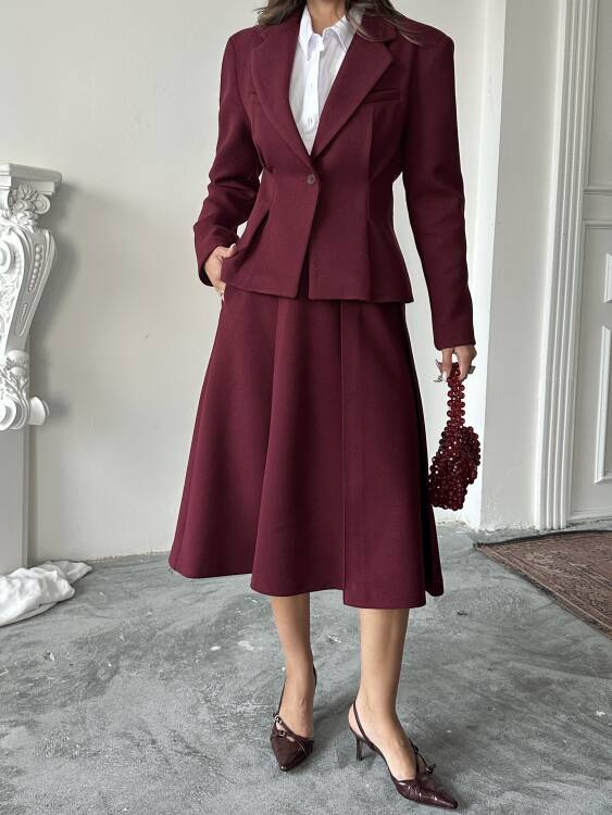 Margrit Ceket Etek Takım - Bordo - 6