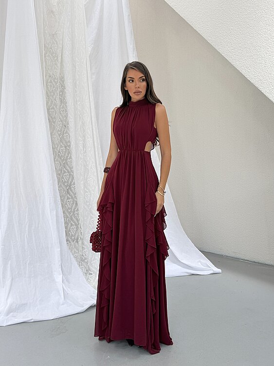 MIA Maxi Elbise - Bordo - 1