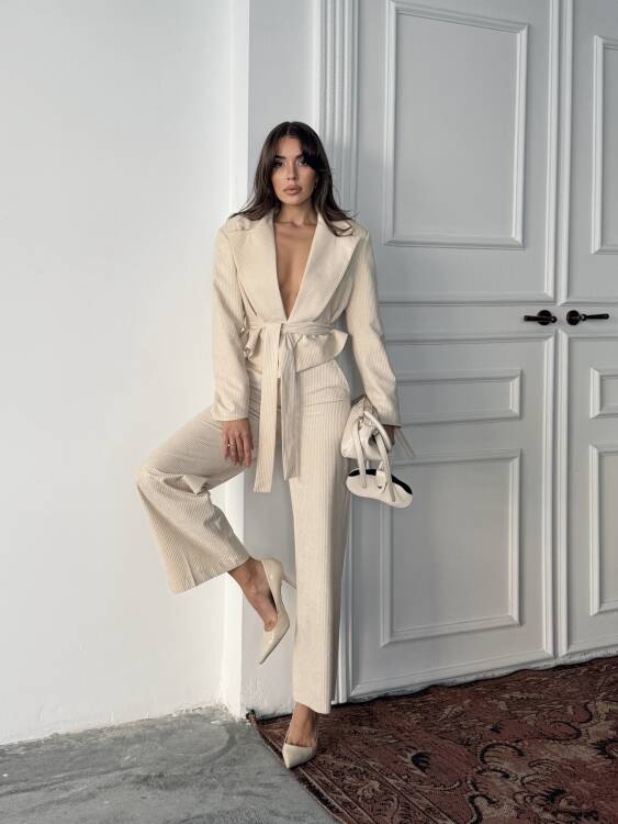 Mila Ceket Pantolon Takım - Krem - 1