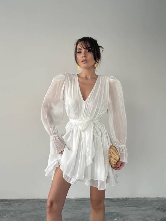 Mirelle Mini Elbise - Beyaz - 2