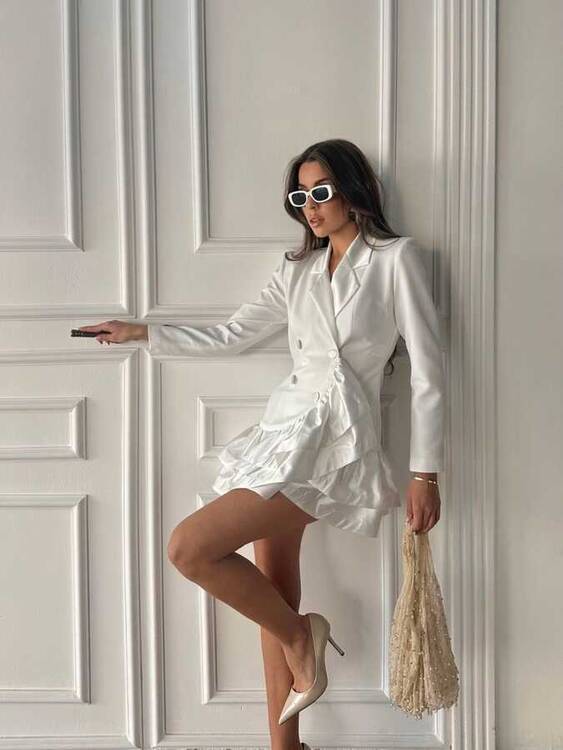 Mossa Ceket Elbise - Beyaz - 3
