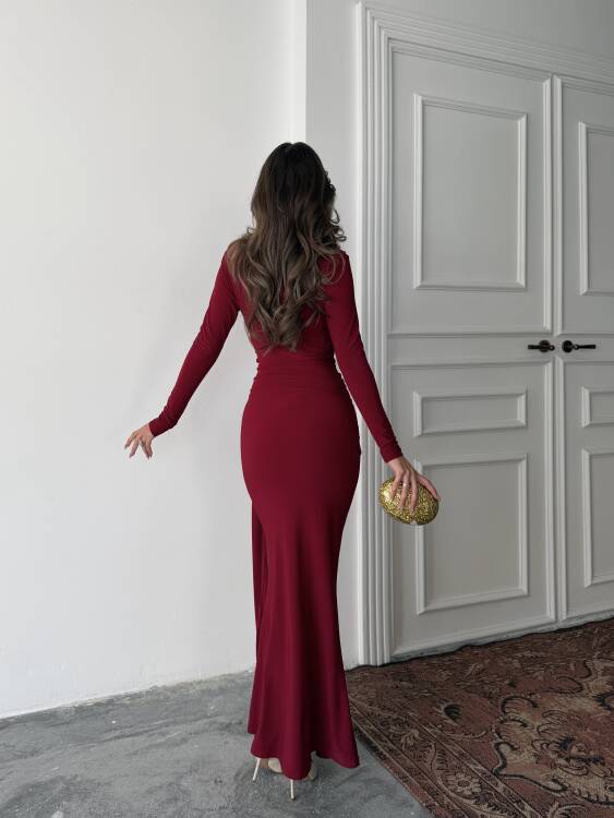 Nova Maxi Elbise - Bordo - 5