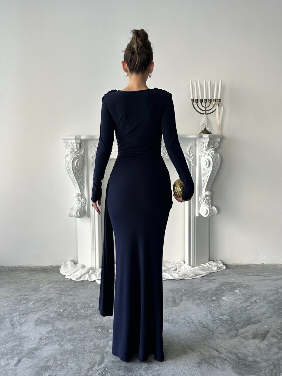 Nova Maxi Elbise - Lacivert - 6
