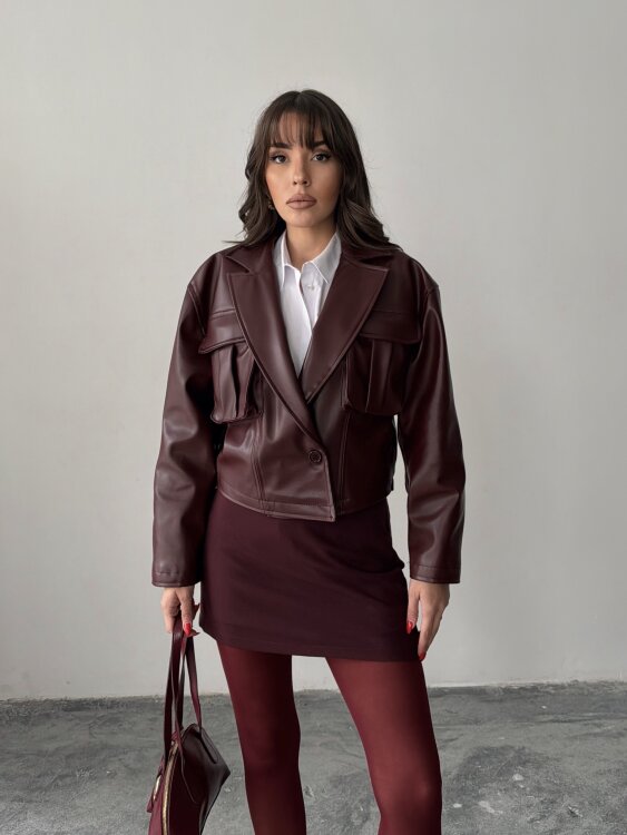 Owen Deri Ceket - Bordo - Sevenday