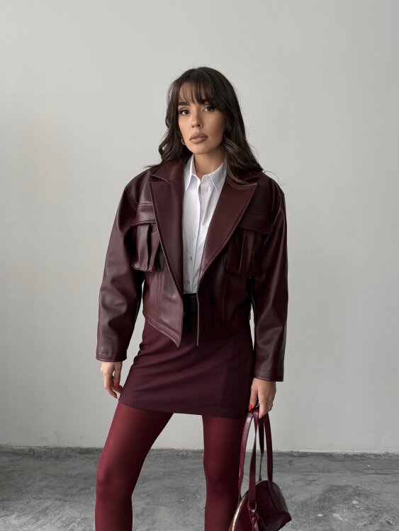 Owen Deri Ceket - Bordo - 5