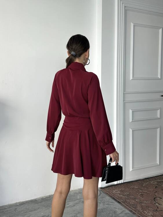Pavero Elbise - Bordo - 3