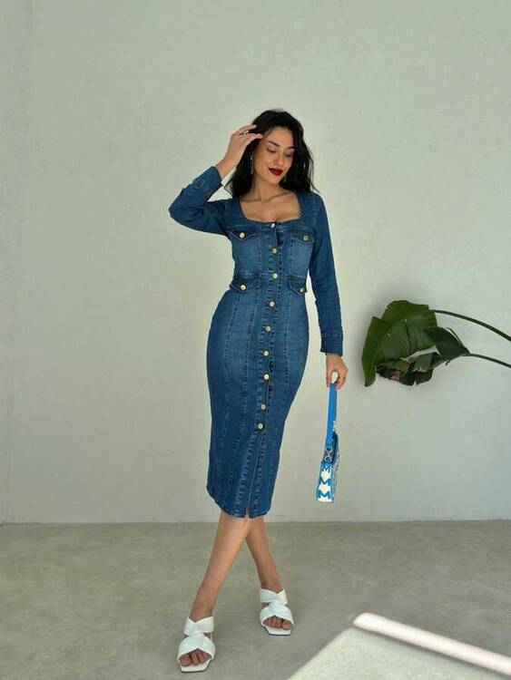 Rasra Elbise- Mavi - 1