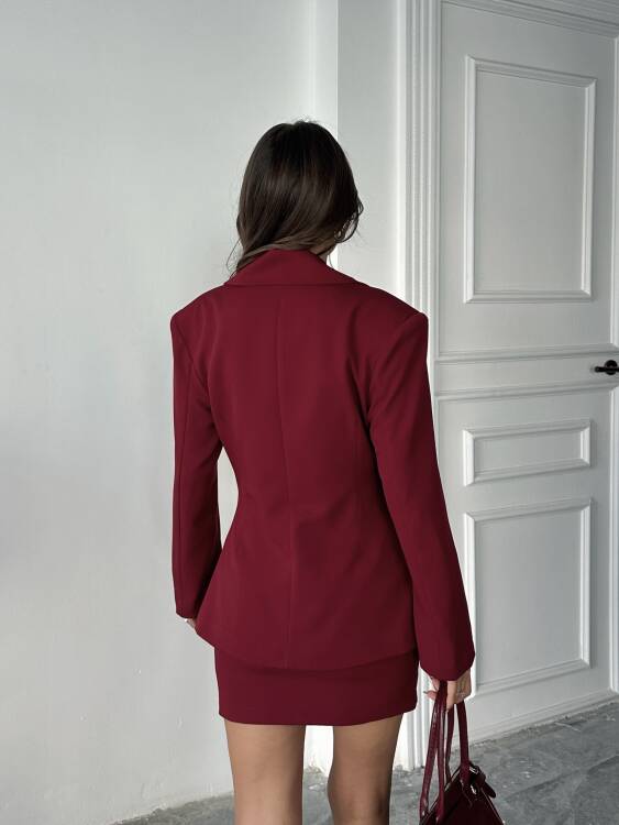 Scarlet Ceket Etek Takım - Bordo - 6