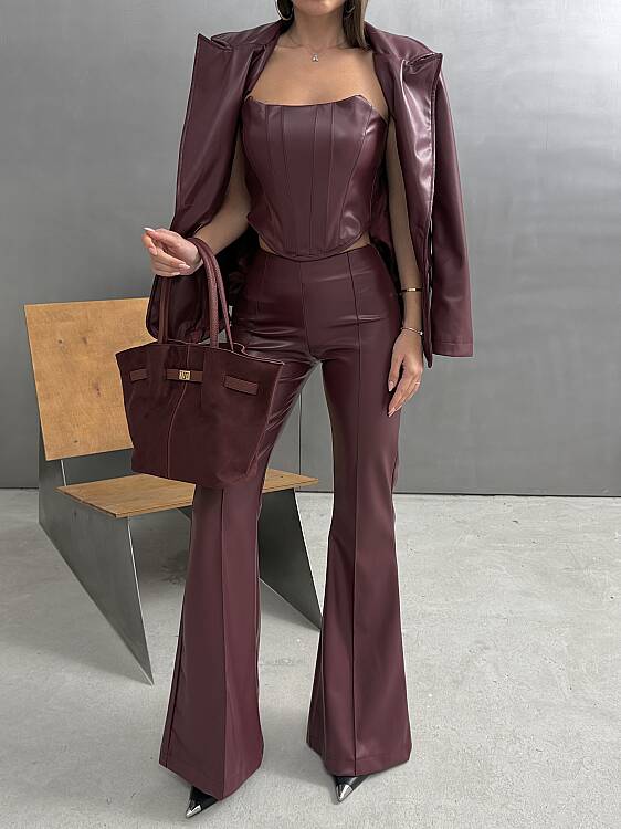 SIBA 3 Lü Takım 3201 - Bordo - 4