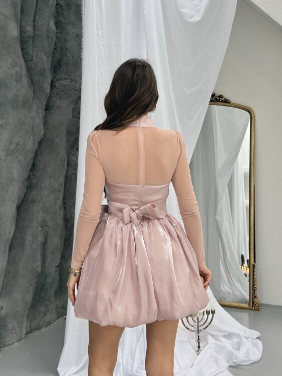 Solange Mini Elbise - Pudra - 6
