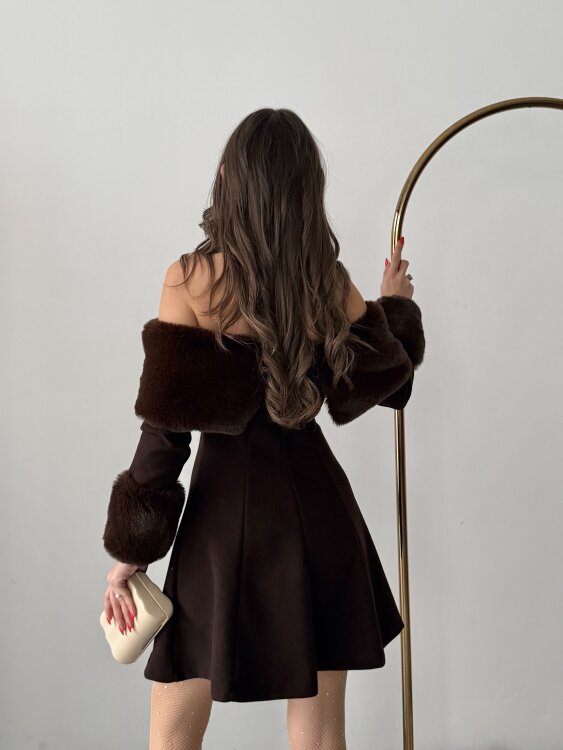 Sophia Straplez Elbise - Acı Kahve - 4