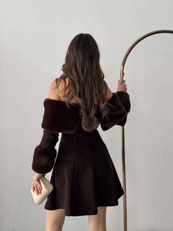 Sophia Straplez Elbise - Acı Kahve - 4