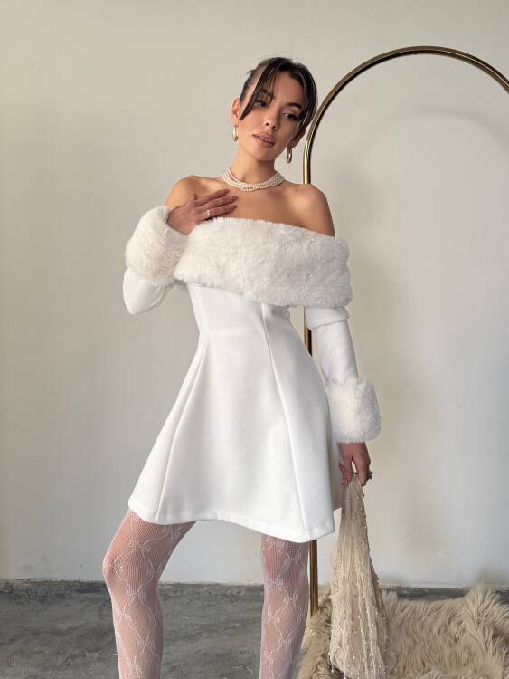 Sophia Straplez Elbise - Beyaz - 1