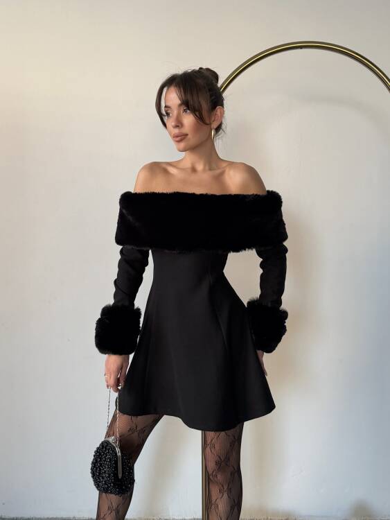 Sophia Straplez Elbise - Siyah - 1