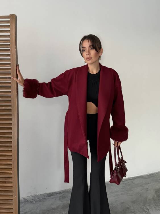 Taro Kol Detay Ceket - Bordo - 1