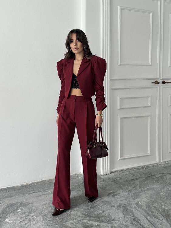 Theboom Ceket Pantolon Takım - Bordo - 1