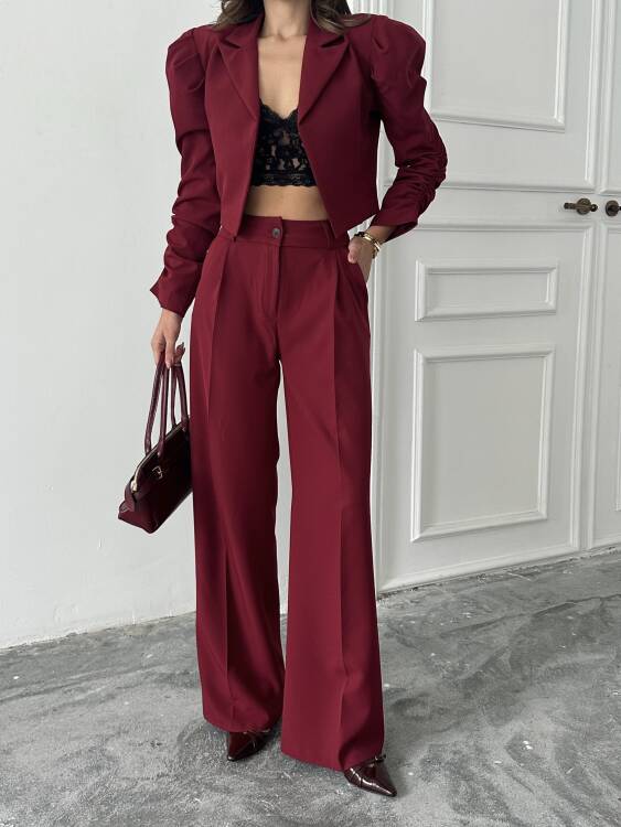 Theboom Ceket Pantolon Takım - Bordo - 6