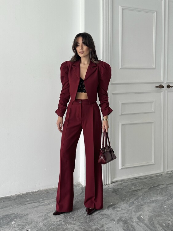 Theboom Ceket Pantolon Takım - Bordo - 7