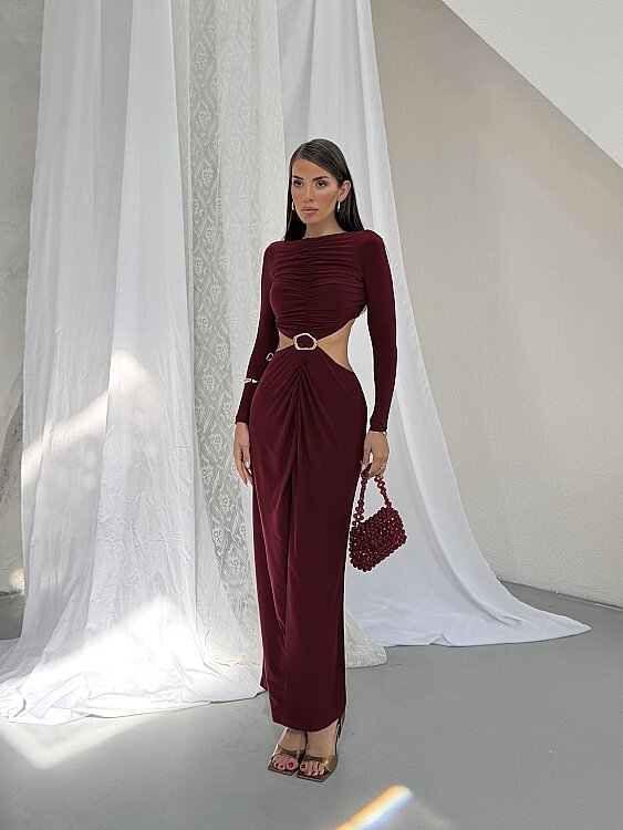 TIENSE Maxi Elbise - Bordo - 1