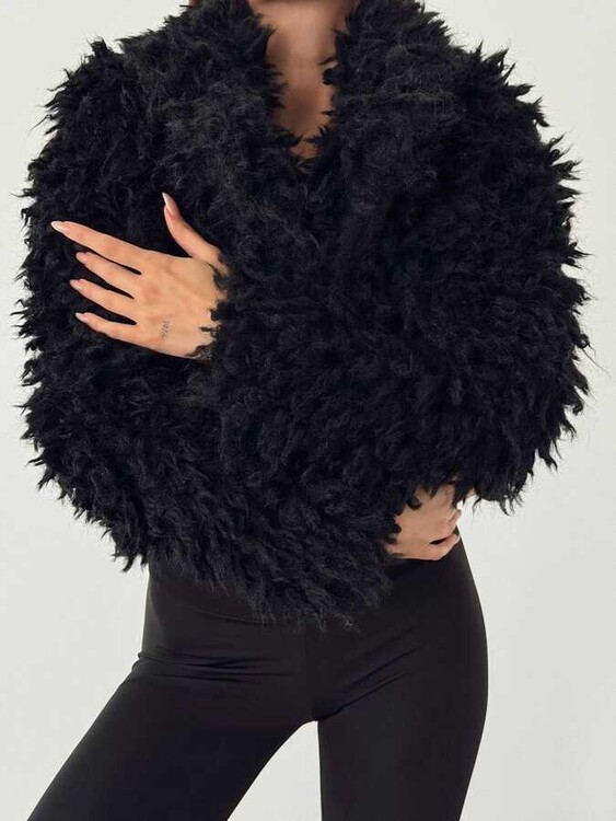 Ursila Peluş Mont- Siyah - 2