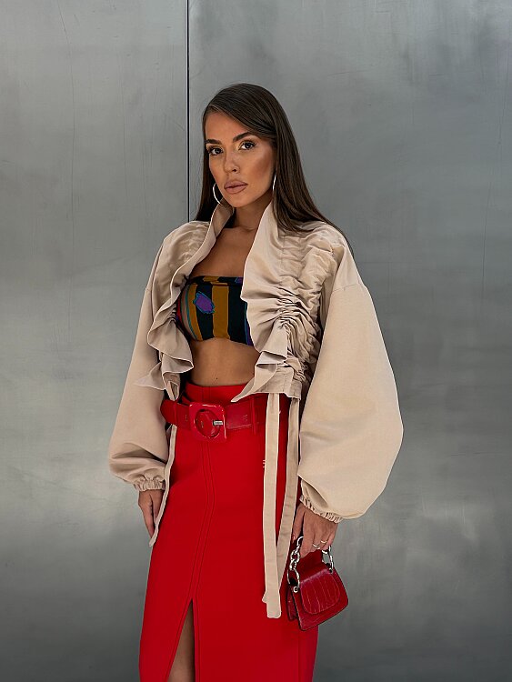VERA Büzgülü Ceket - Bej - Sevenday