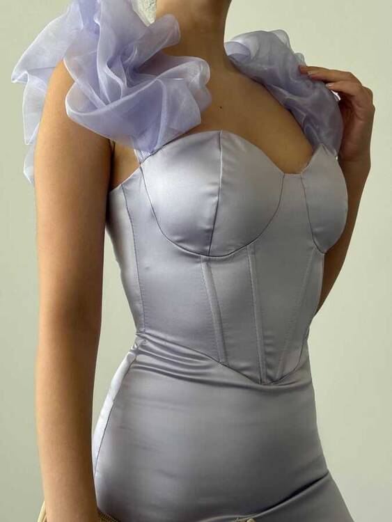 Wena Asetat Elbise- Lila - 2