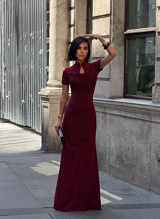 ZAMID Maxi Elbise - Bordo - 1