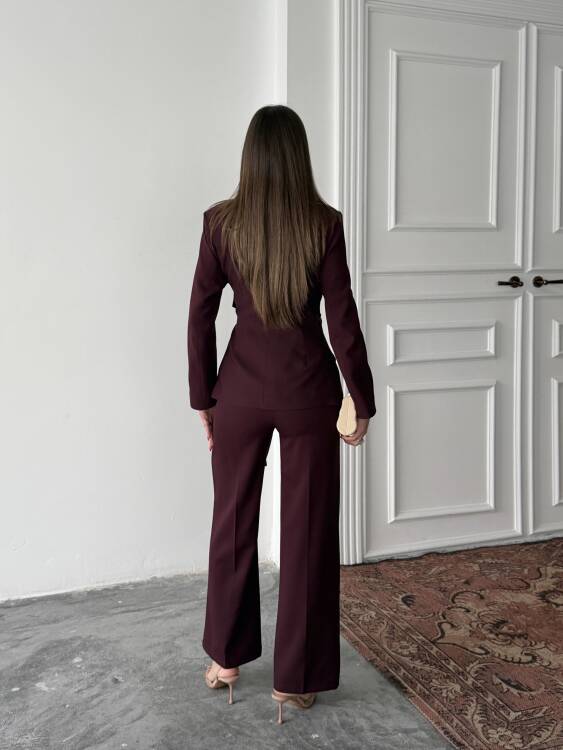 Zoey Ceket Pantolon Takım - Bordo - 3