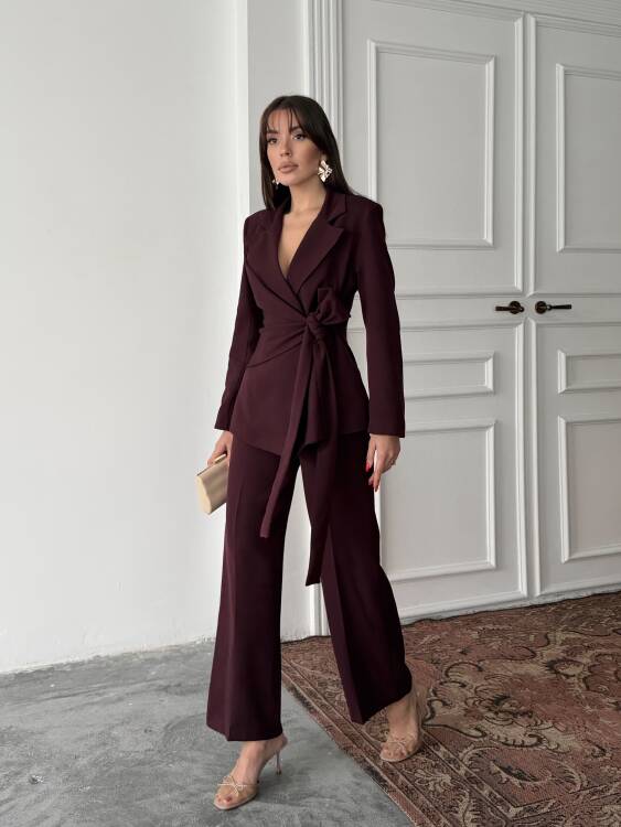 Zoey Ceket Pantolon Takım - Bordo - 4